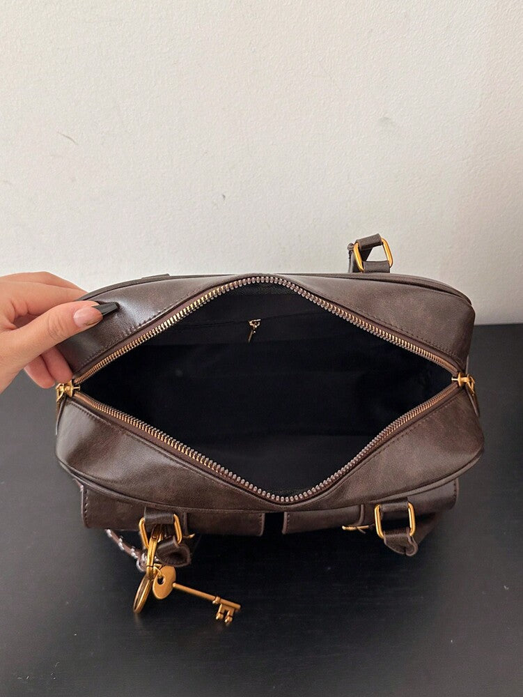 Women's Bread Knot Pendant Pillow Bag Multi-Pocket Shoulder Crossbody Armpit Bag Retro Simplicity Versatile Shopping Purse