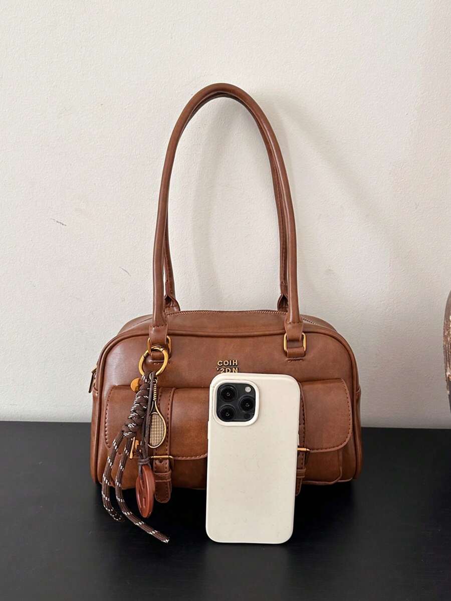 Women's Bread Knot Pendant Pillow Bag Multi-Pocket Shoulder Crossbody Armpit Bag Retro Simplicity Versatile Shopping Purse