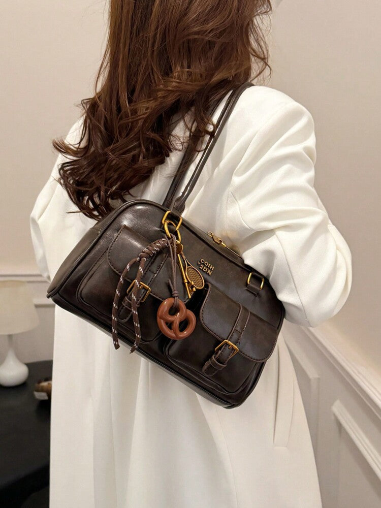 Women's Bread Knot Pendant Pillow Bag Multi-Pocket Shoulder Crossbody Armpit Bag Retro Simplicity Versatile Shopping Purse