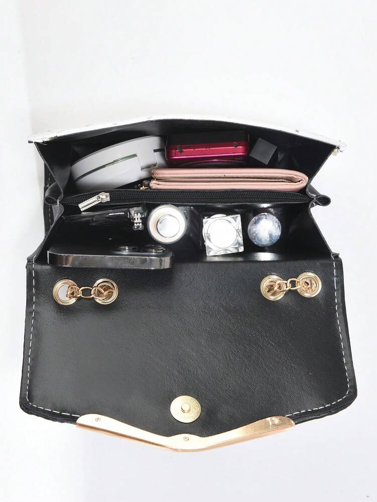Women's Bow Faux Pearl Decor Square Bag Flap Chain PU Student Mini Crossbody Shoulder Bag Elegant Fashion Gift For Mom Girls