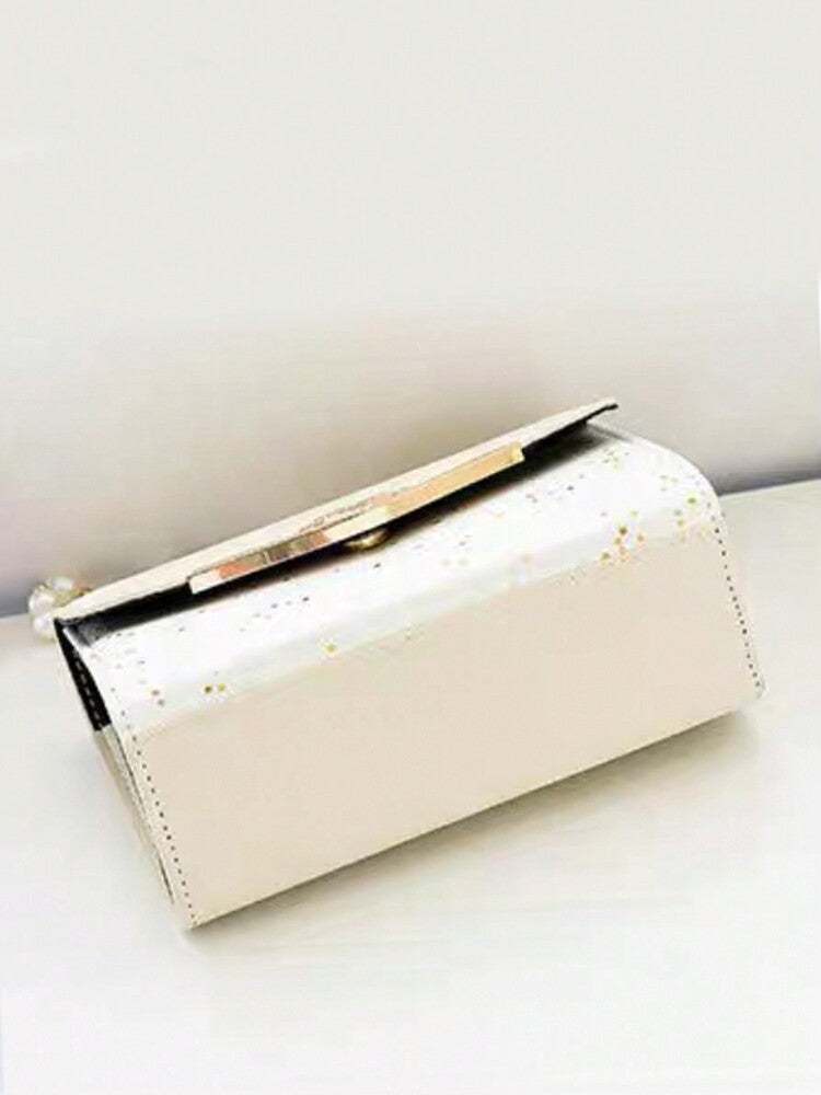Women's Bow Faux Pearl Decor Square Bag Flap Chain PU Student Mini Crossbody Shoulder Bag Elegant Fashion Gift For Mom Girls