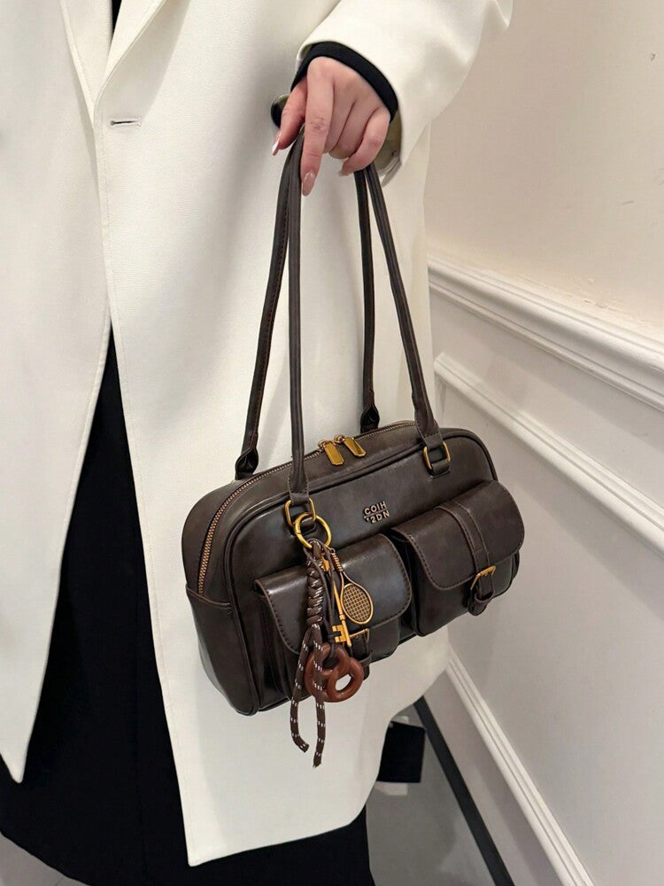 Women's Bread Knot Pendant Pillow Bag Multi-Pocket Shoulder Crossbody Armpit Bag Retro Simplicity Versatile Shopping Purse