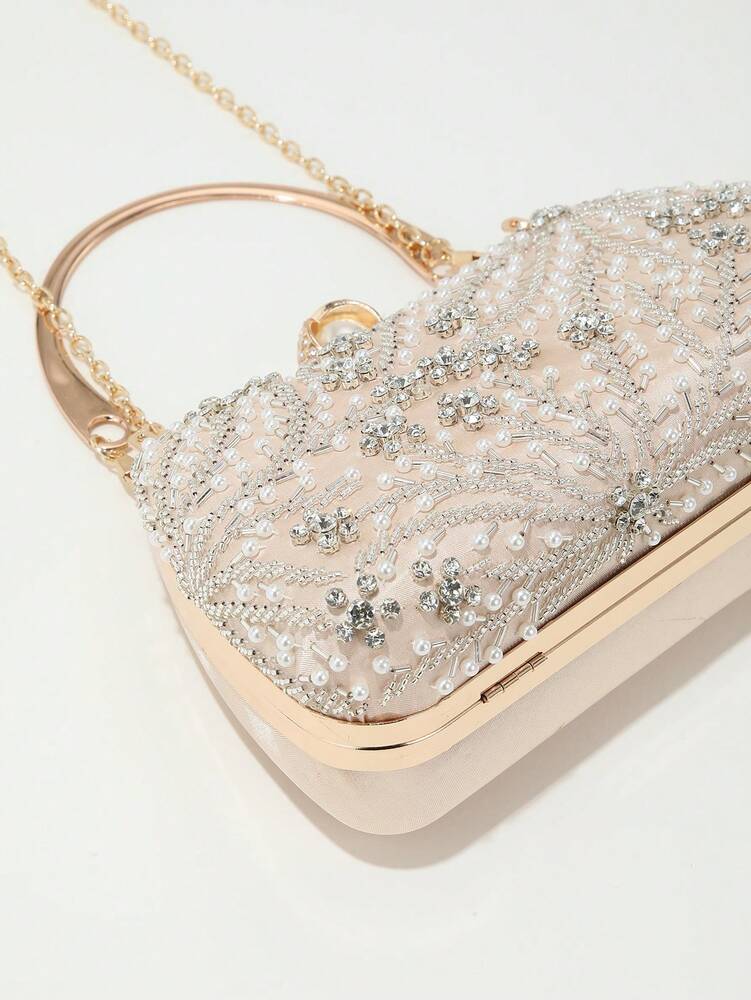 Women's Heavy Duty Box Shape Pearl Chain Clutch Bag Solid Color Romantic Party Wedding Gathering Elegant Fashion Evening Bag