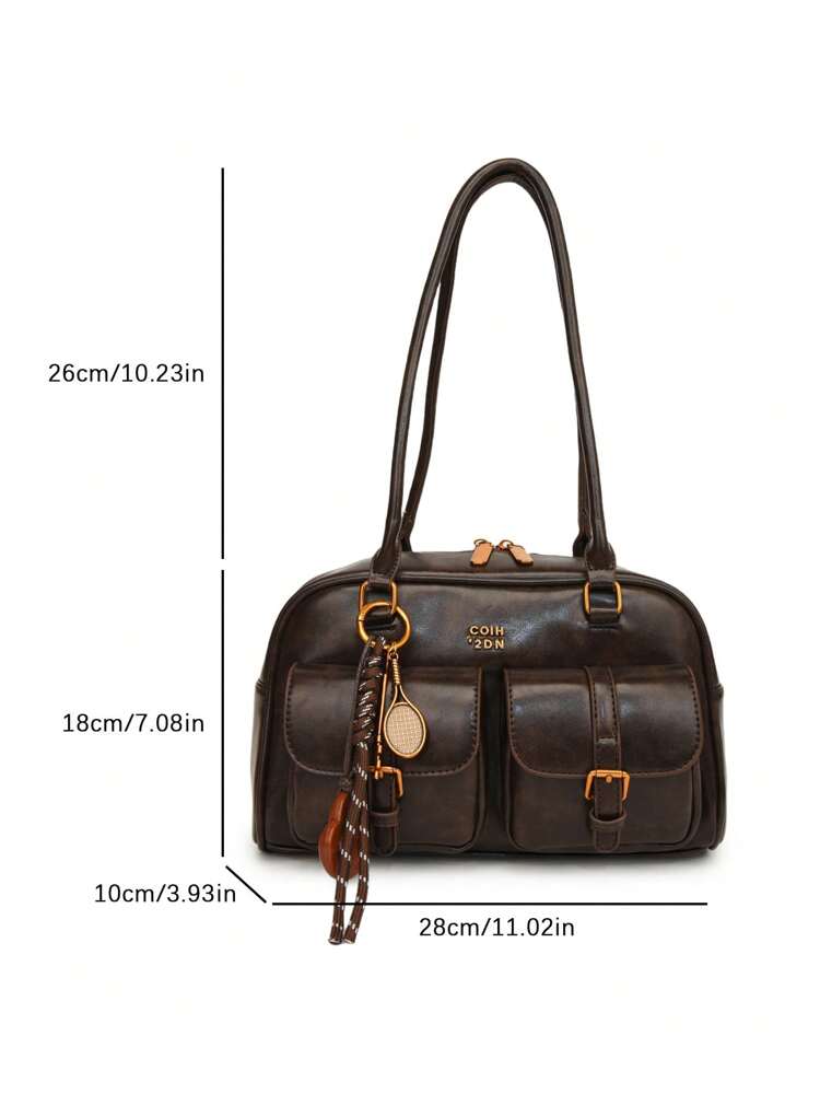 Women's Bread Knot Pendant Pillow Bag Multi-Pocket Shoulder Crossbody Armpit Bag Retro Simplicity Versatile Shopping Purse