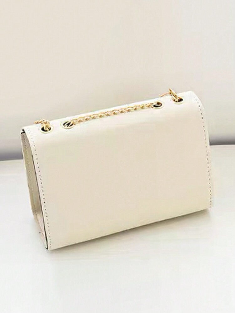 Women's Bow Faux Pearl Decor Square Bag Flap Chain PU Student Mini Crossbody Shoulder Bag Elegant Fashion Gift For Mom Girls