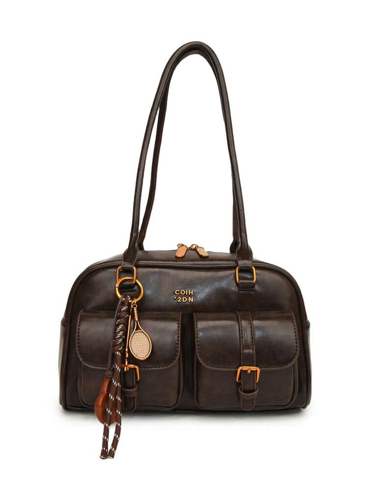 Women's Bread Knot Pendant Pillow Bag Multi-Pocket Shoulder Crossbody Armpit Bag Retro Simplicity Versatile Shopping Purse