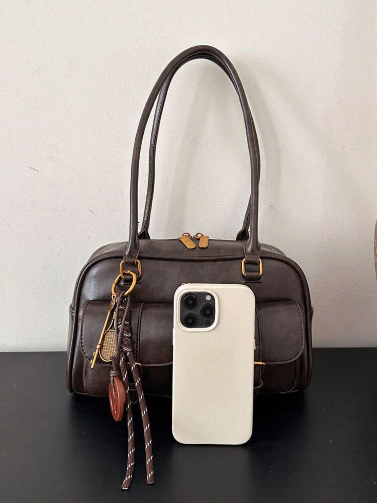 Women's Bread Knot Pendant Pillow Bag Multi-Pocket Shoulder Crossbody Armpit Bag Retro Simplicity Versatile Shopping Purse