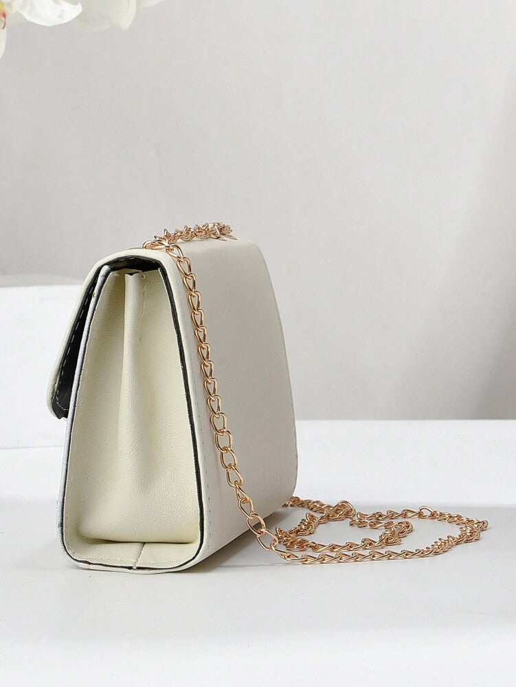 Women's Bow Faux Pearl Decor Square Bag Flap Chain PU Student Mini Crossbody Shoulder Bag Elegant Fashion Gift For Mom Girls