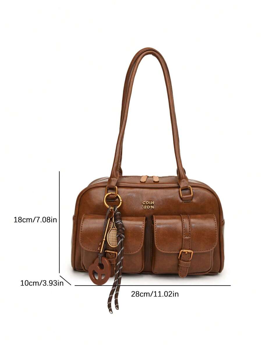 Women's Bread Knot Pendant Pillow Bag Multi-Pocket Shoulder Crossbody Armpit Bag Retro Simplicity Versatile Shopping Purse