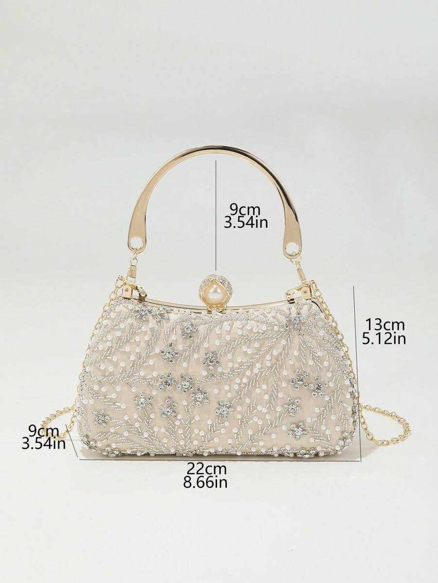 Women's Heavy Duty Box Shape Pearl Chain Clutch Bag Solid Color Romantic Party Wedding Gathering Elegant Fashion Evening Bag