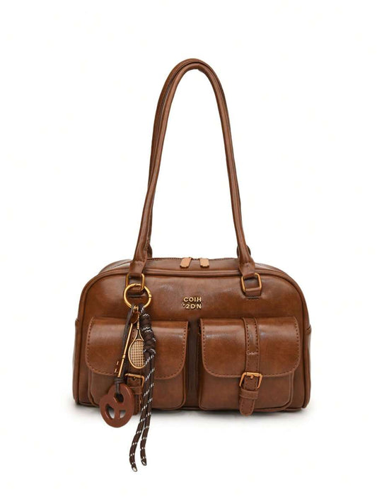 Women's Bread Knot Pendant Pillow Bag Multi-Pocket Shoulder Crossbody Armpit Bag Retro Simplicity Versatile Shopping Purse