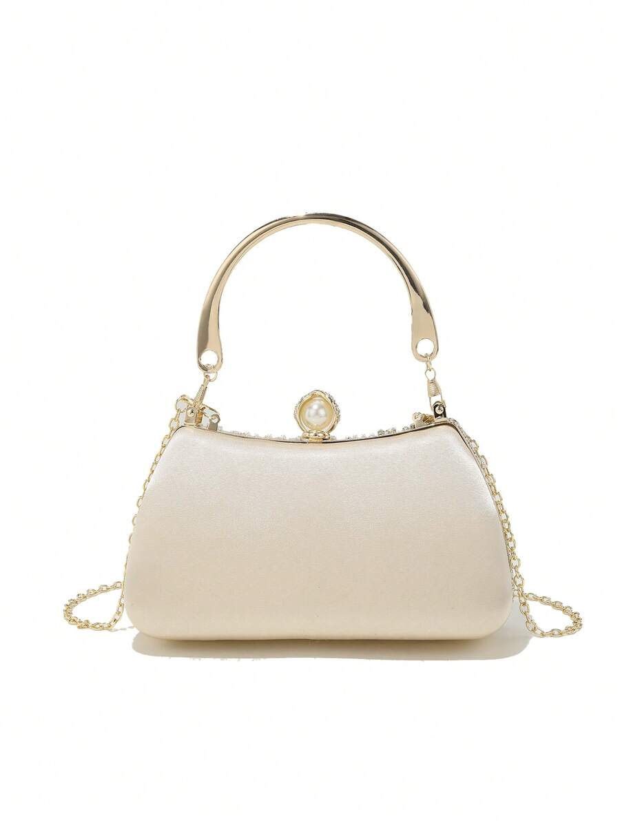 Women's Heavy Duty Box Shape Pearl Chain Clutch Bag Solid Color Romantic Party Wedding Gathering Elegant Fashion Evening Bag