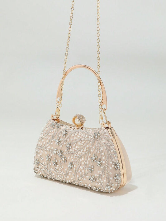 Women's Heavy Duty Box Shape Pearl Chain Clutch Bag Solid Color Romantic Party Wedding Gathering Elegant Fashion Evening Bag