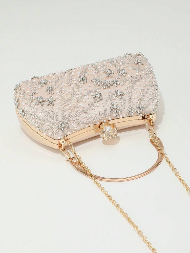 Women's Heavy Duty Box Shape Pearl Chain Clutch Bag Solid Color Romantic Party Wedding Gathering Elegant Fashion Evening Bag